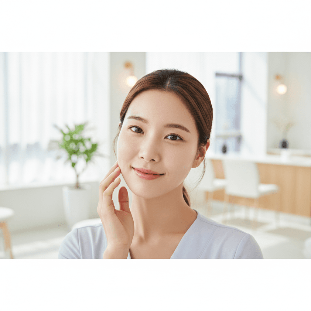 Korean patient with firm, lifted skin after Ultherapy at Delphic Clinic, Gangnam Seoul
